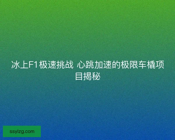 冰上F1极速挑战 心跳加速的极限车橇项目揭秘